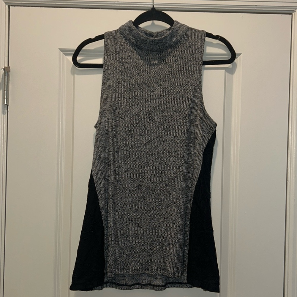 Candies Turtleneck Knit and Lace Tank with an Open Back